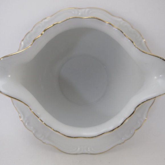 Edelstein Gravy Boat Maris Teresia Bavaria Germany Attached Underplate EUC - Picture 4 of 5